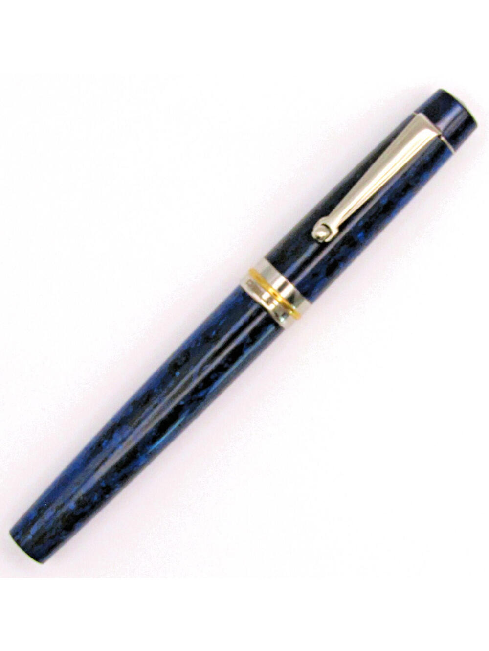 Delta Vintage Deep Ocean Blue Marbled Acrylic Resin Ballpoint Pen